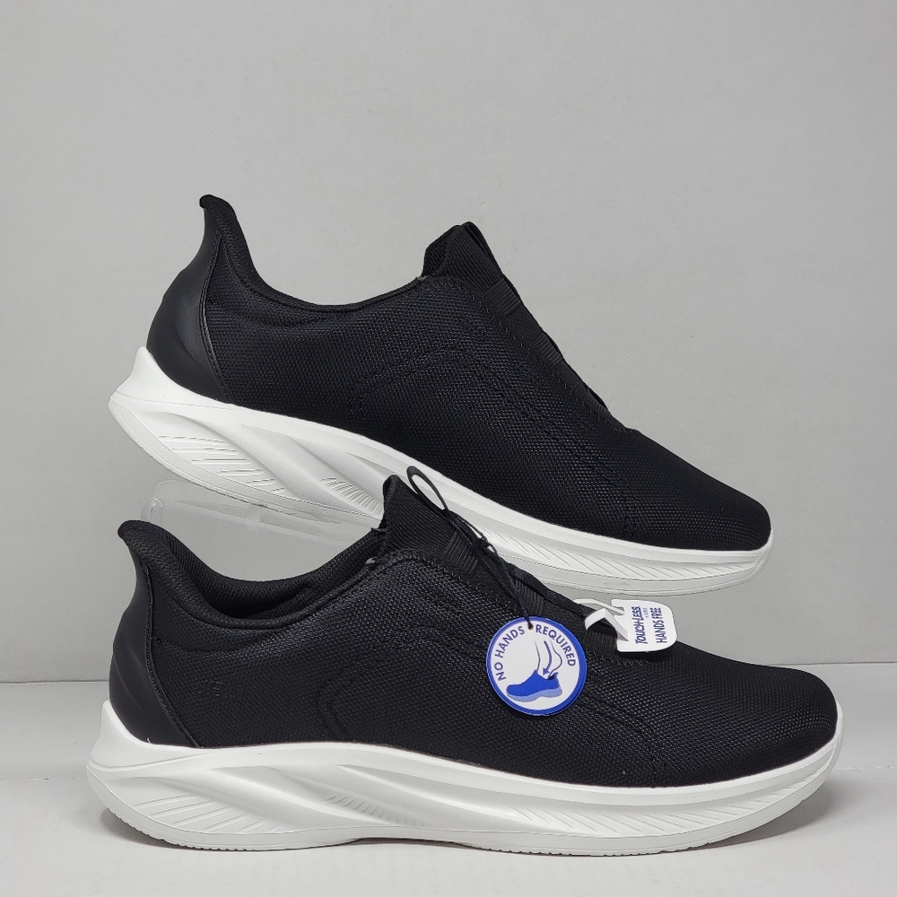 🆕JBU🆕Men's Black White Touch-Less Hands Free Slip On Sneakers Shoes Size 12 New - Picture 2 of 10